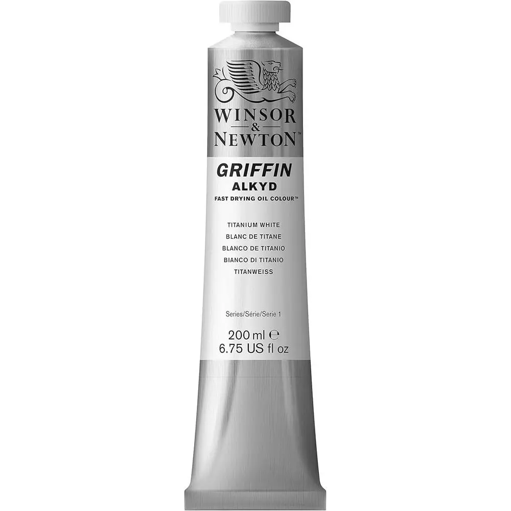 Winsor & Newton 200ml Griffin Alkyd Oil Colour Paint Tube Titanium White S1 - Hobbies