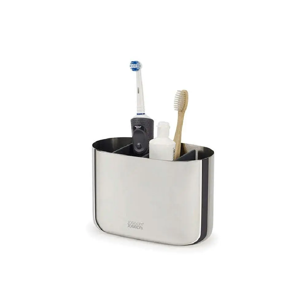 Joseph & Joseph EasyStore 17.5cm Luxe Toothbrush Caddy LRG Bath Organiser Steel - Home & Garden