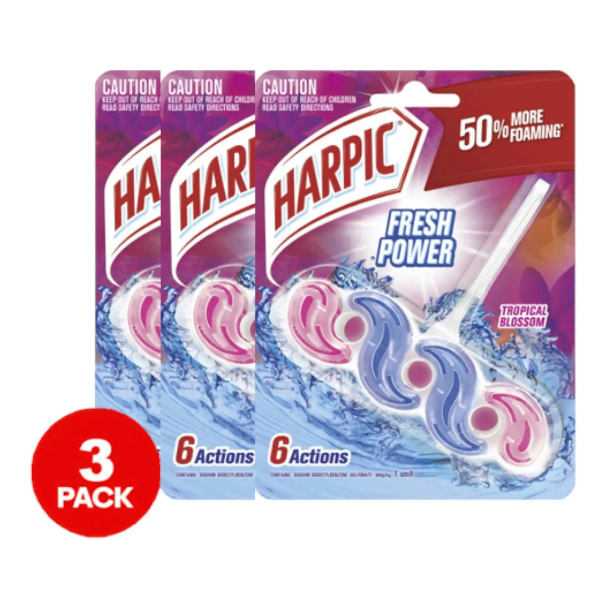 3 Pack Harpic Fresh Power Tropical Blossom Toilet Block Each - Home & Garden