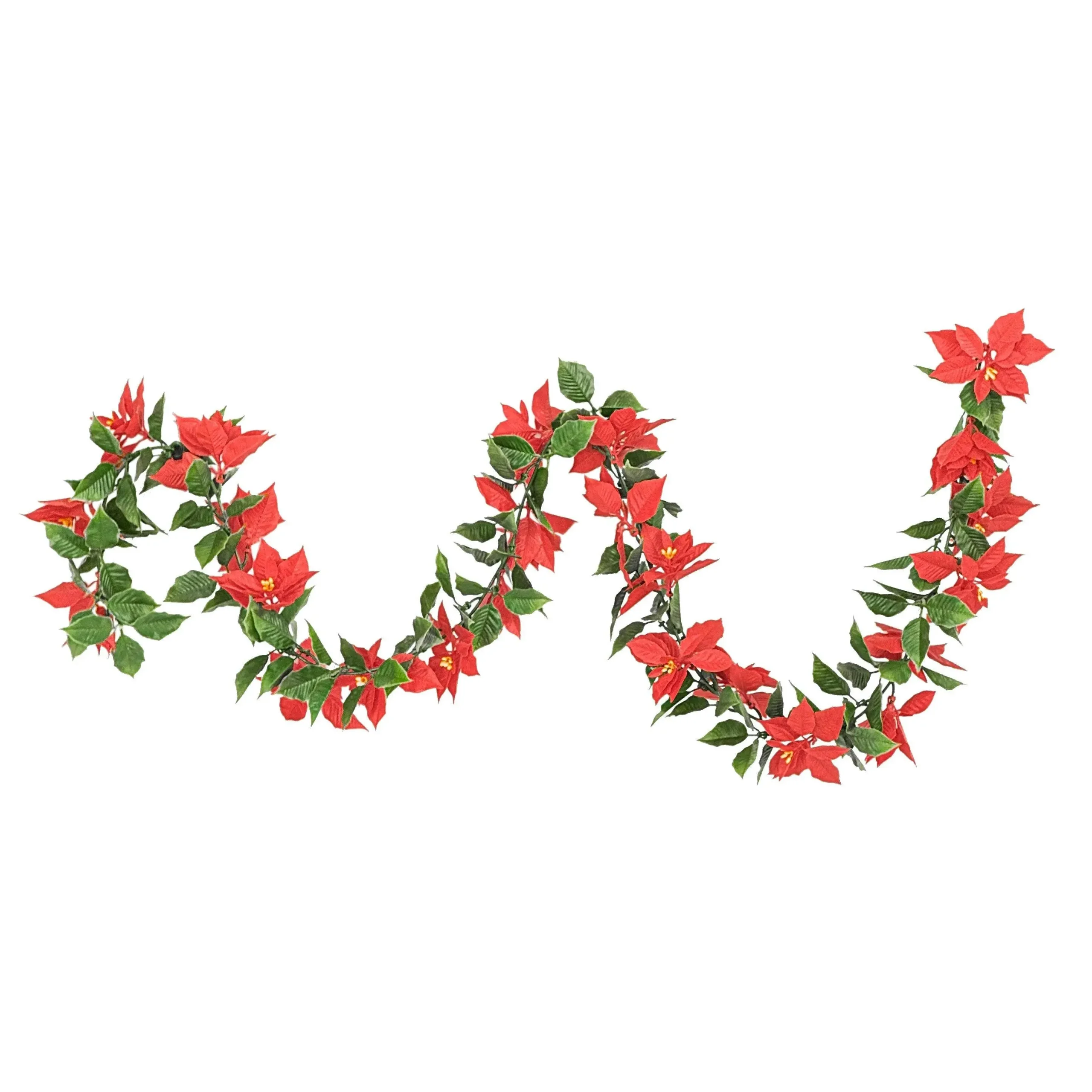 Artificial Poinsettia Garland (UV Treated) - Red 160cm