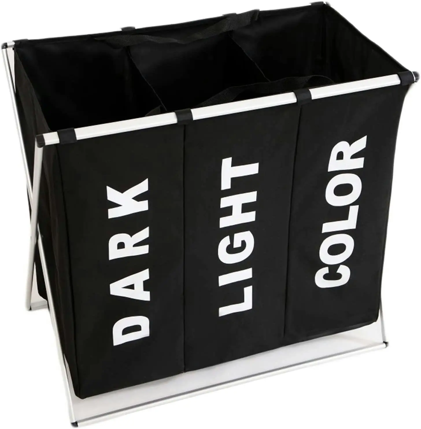 3 in 1 Large 135L Laundry Clothes Hamper Basket with Waterproof bags and Aluminum Frame (Black) - Home & Garden