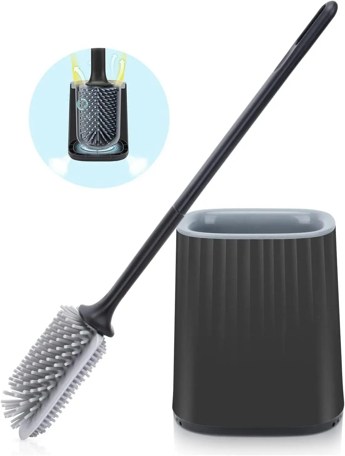 Toilet Brush Holder Set Silicone Toilet Bowl Cleaner Brush Wall Mounted - Home & Garden