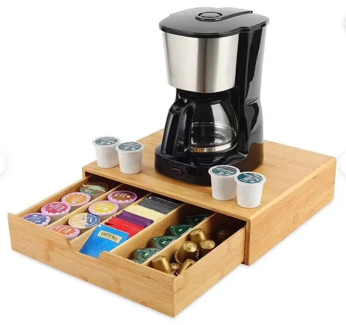 Carla Home Bamboo K-Cup Coffee Pod Holder Storage Organizer for Kitchen, Jewelry and Cosmetic
