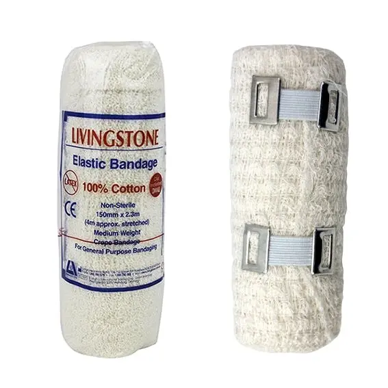 Livingstone Crepe Bandage Medium Weight 15cm x 4m Wrinkled 12 pack - Health