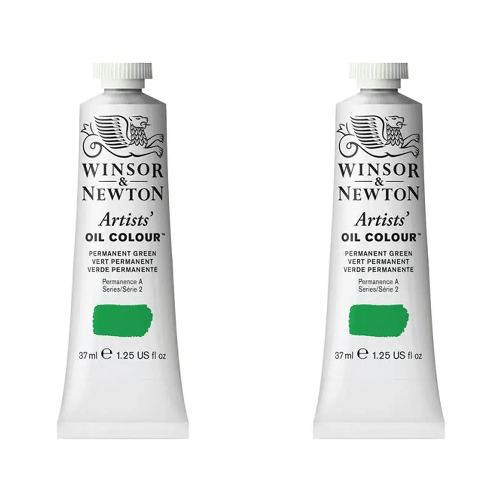 2x Winsor & Newton Artists Oil Colour 37ml Art Paint Tube Permanent GRN Series 2 - Hobbies