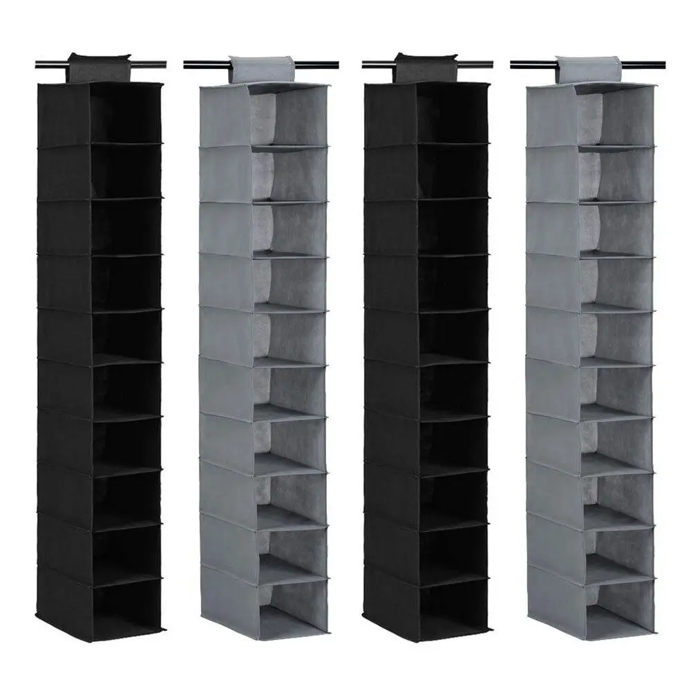 4x Boxsweden Mode 130cm 10 Compartment Shelf Hanging Storage Organiser Assorted - Home & Garden