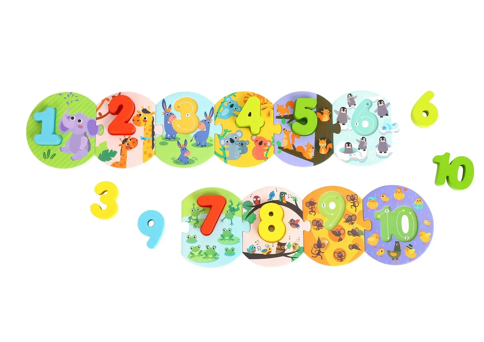 Tooky Toy Number Wooden Learning Number Animal Kids Play Puzzle In Carry Box 3+ - Toys & Games