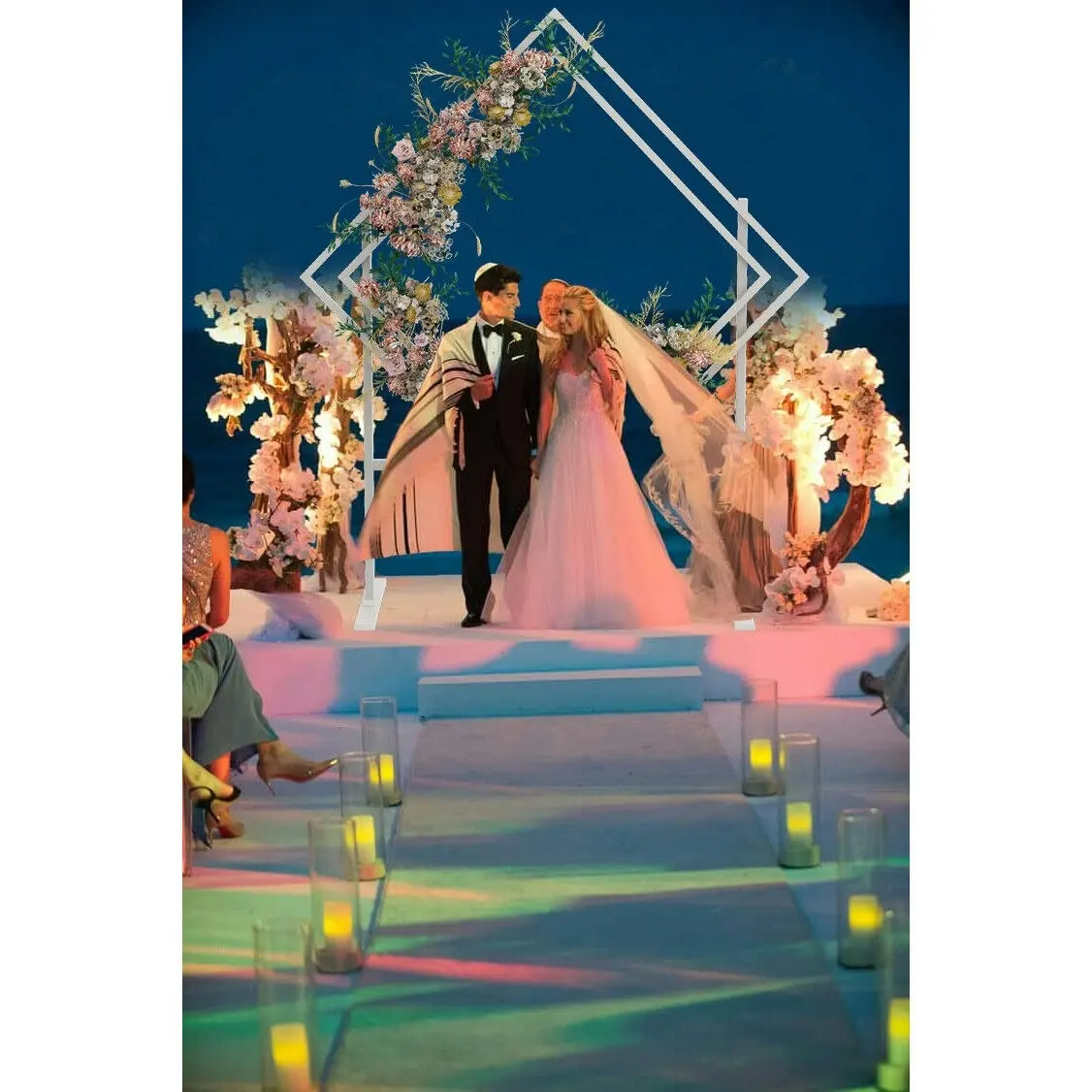 Fin Geometric Beach Wedding Arch Diamond Heavy Duty Iron Wedding Backdrop Stand - Religious & Ceremonial