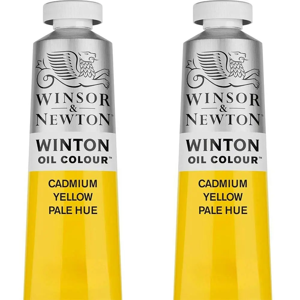 2x Winsor & Newton 200ml Winton Oil Colour Paint Art Cadmium Yellow Pale Hue - Hobbies