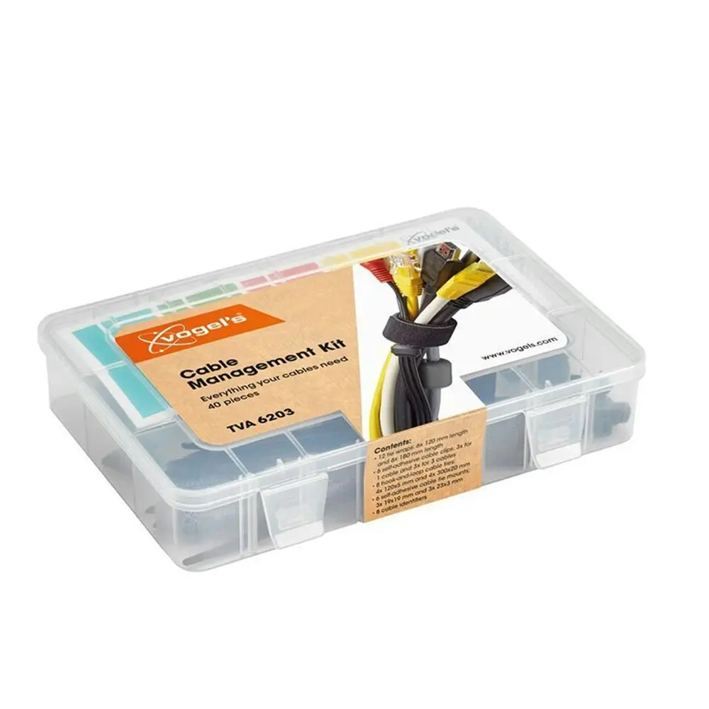 40pc Vogel TVA 6203 Cable Management Kit Wire Strap/Tie Wrap Tidy Organiser Set - Electronics
