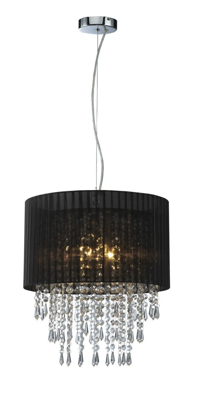 Fin Black Organza & Hanging Beaded Ceiling Light Fitting - Home & Garden