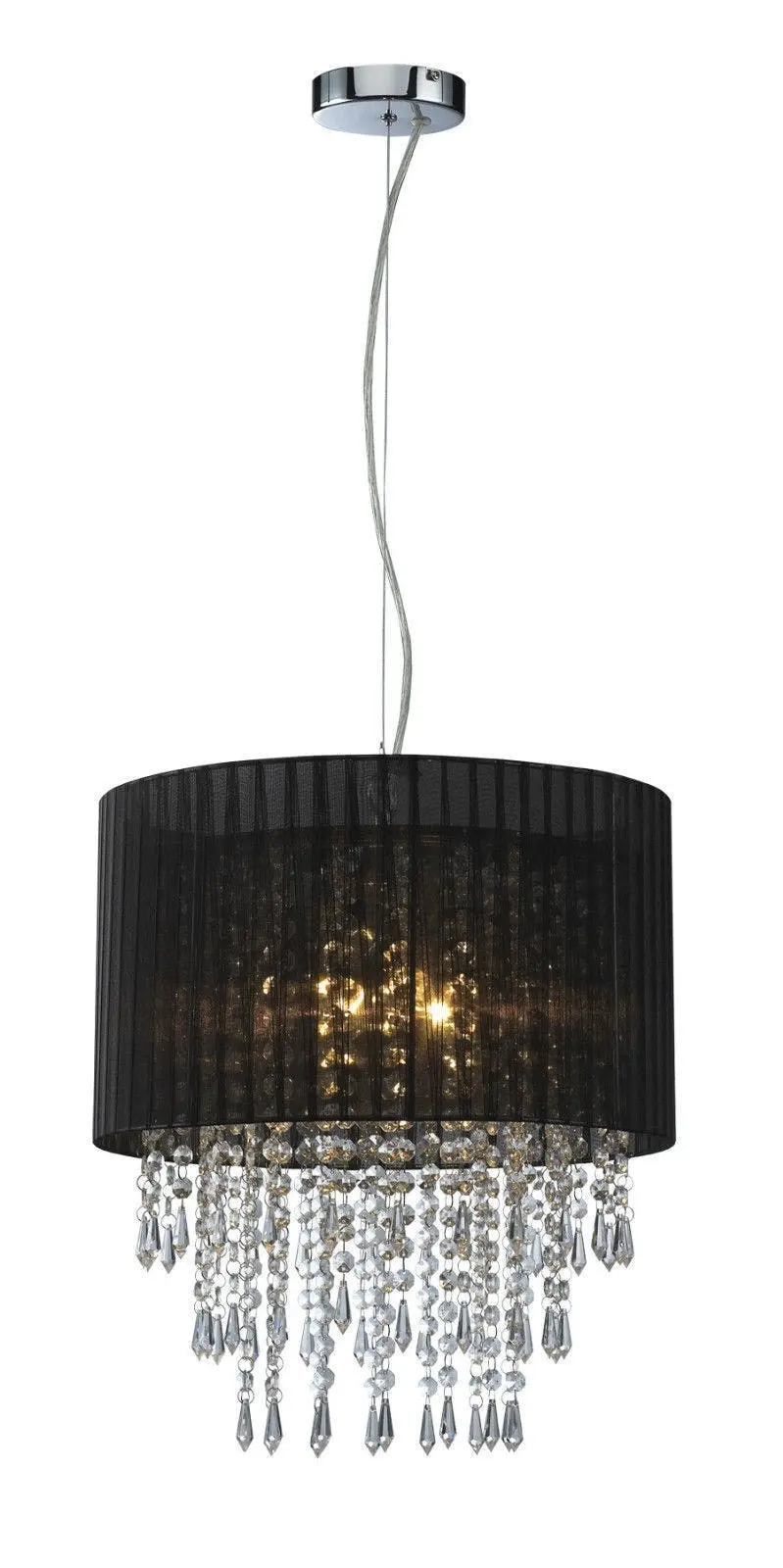 Fin Black Organza & Hanging Beaded Ceiling Lamp Light Fitting - Home & Garden