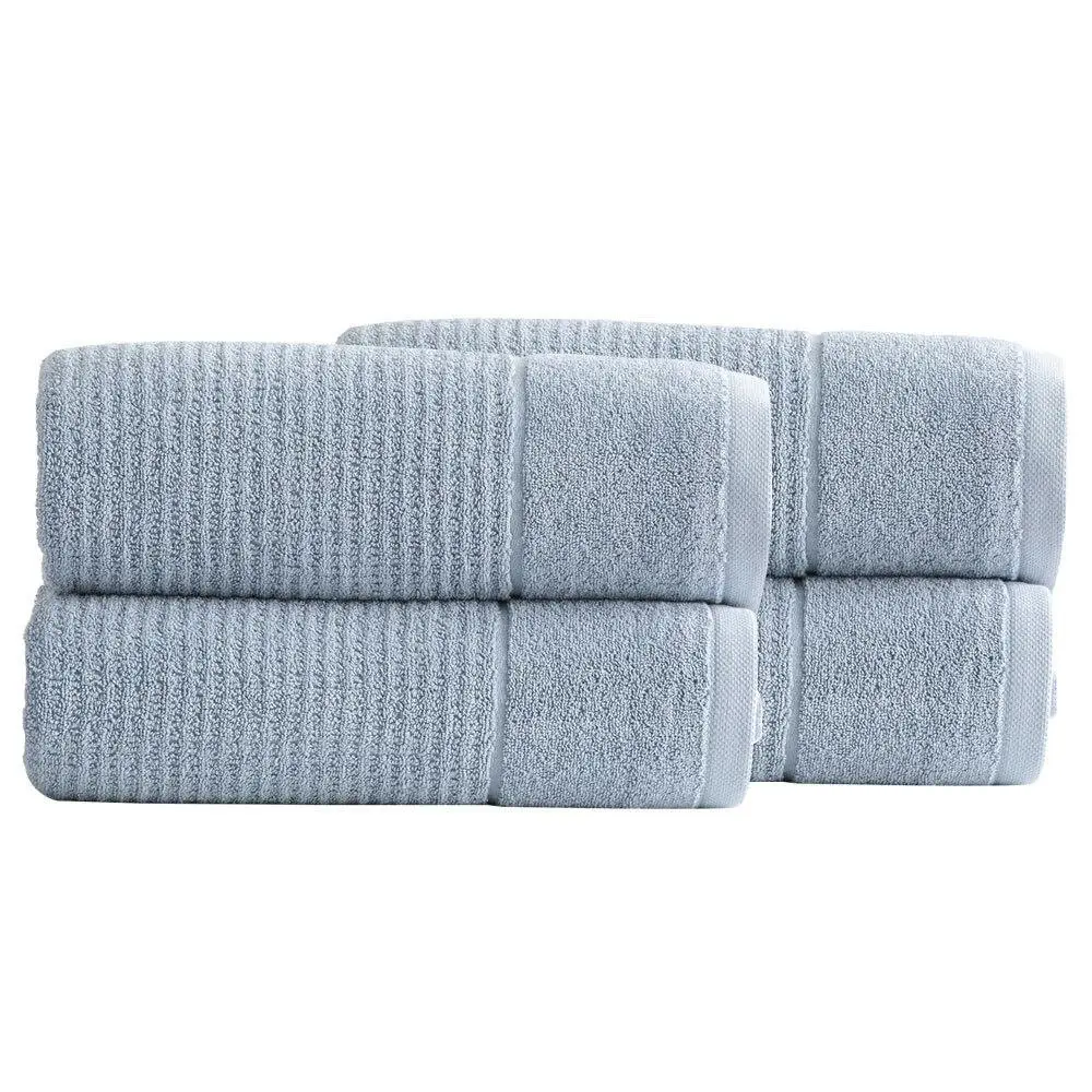 4PK Renee Taylor 650GSM Cambridge 80x160cm Bath Sheet Textured Towel Blue Mirage - Best Selling Linen & Towels - From $20
