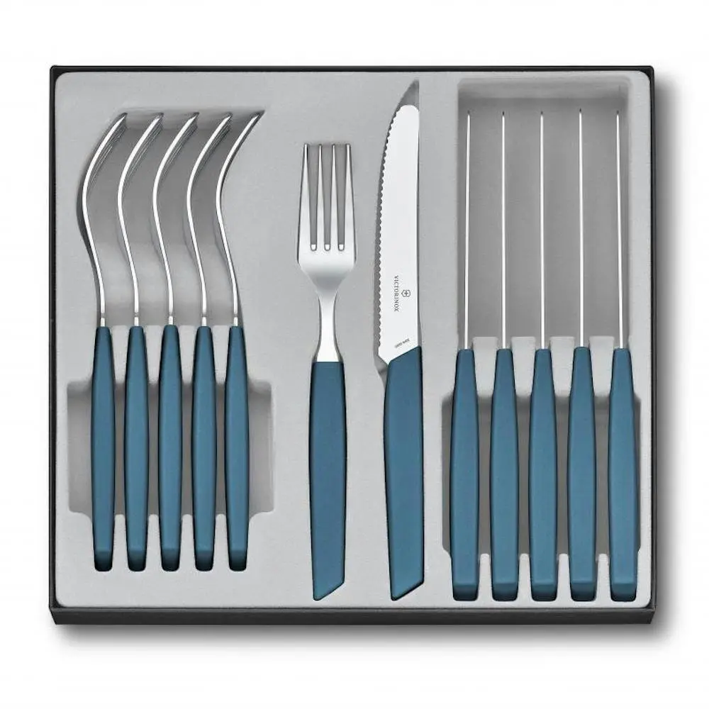 Victorinox 12 Piece Modern Steak Knife & Fork Cutlery Set of 12pc Cornflower - Home & Garden