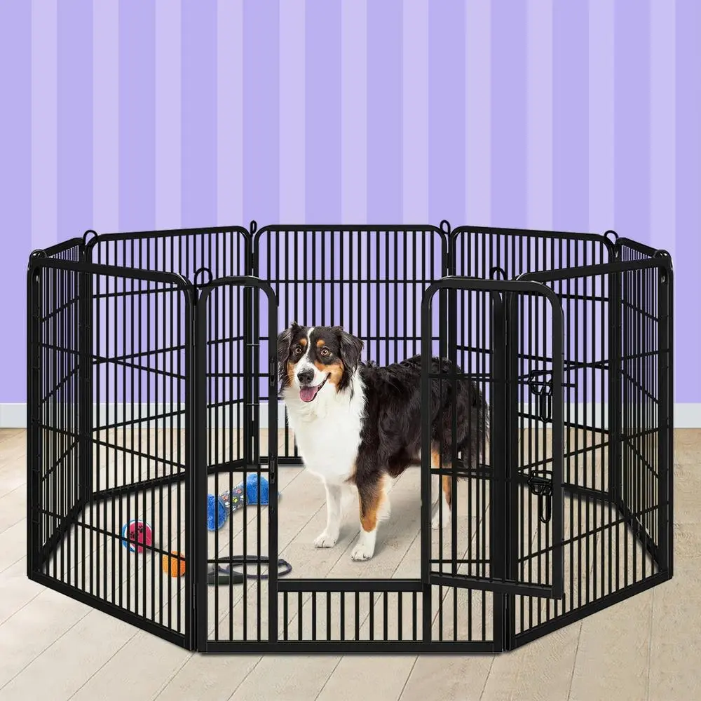 BEASTIE Pet Playpen 32 inch Large 8 Panel Fence Enclosure Dog Metal Exercise Pen - Pets