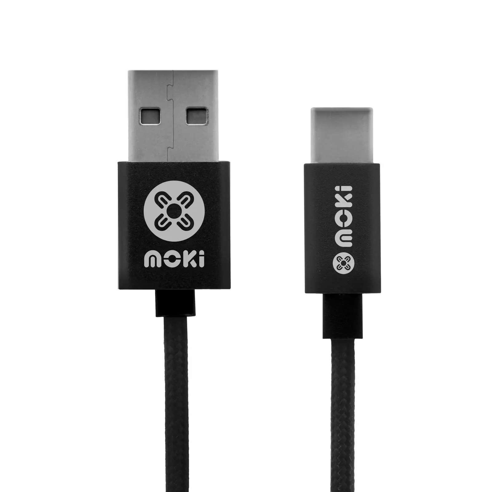 Moki 90cm Braided MicroUSB to USB Black Tip Sync/Charge Cable for Android/PC - Electronics