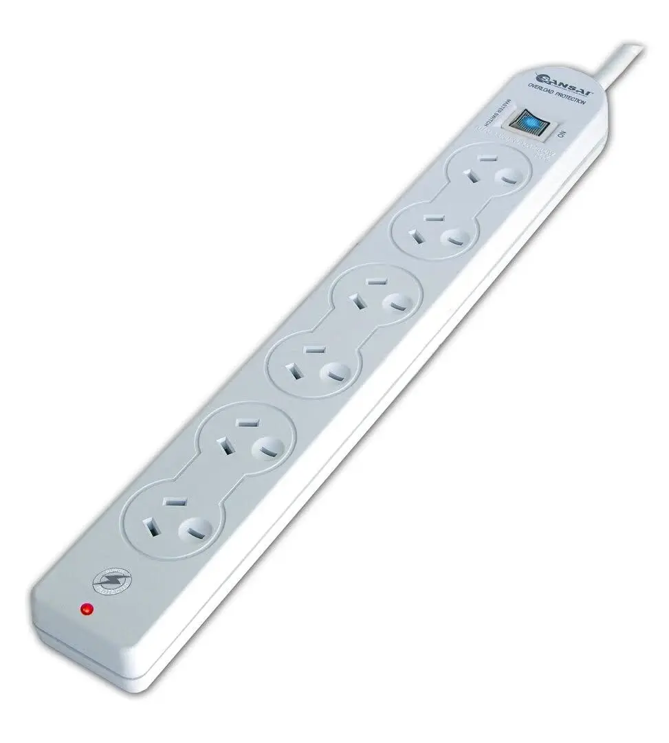 Sansai 6 Way Power Board Sockets Overload/Surge Protection/1m Cord/Master Switch - Electronics