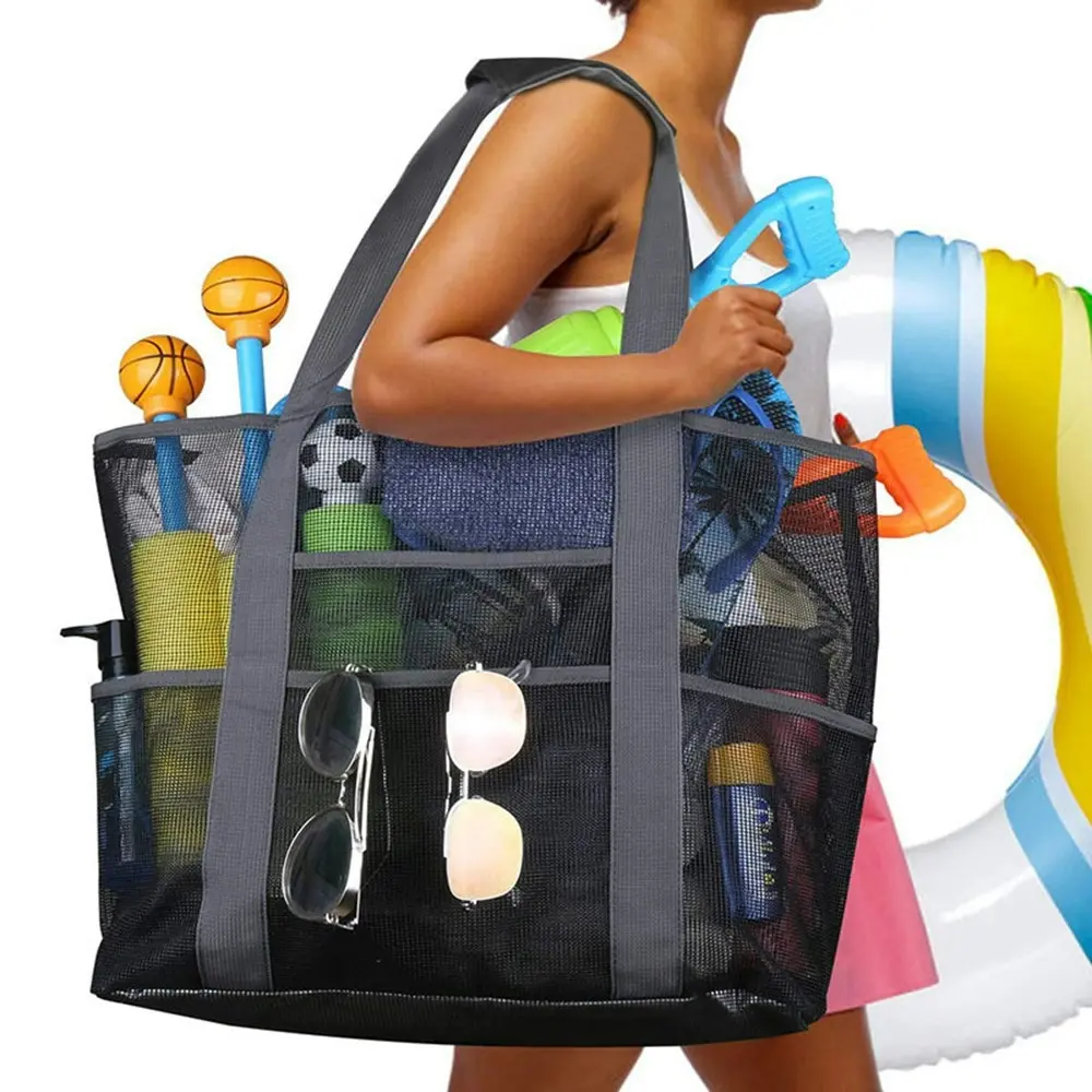 Summer Large Beach Bag Towels Mesh Durable Travel Handbag Swimming Storage Bag - Fashion