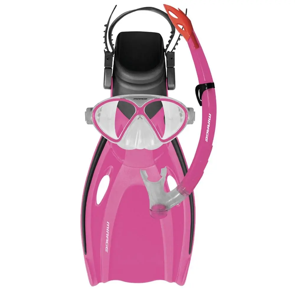 3pc Mirage Kids Junior Swmming Silitex Fins/Mask/Snorkel Set Comet Small Pink - Sports & Outdoor