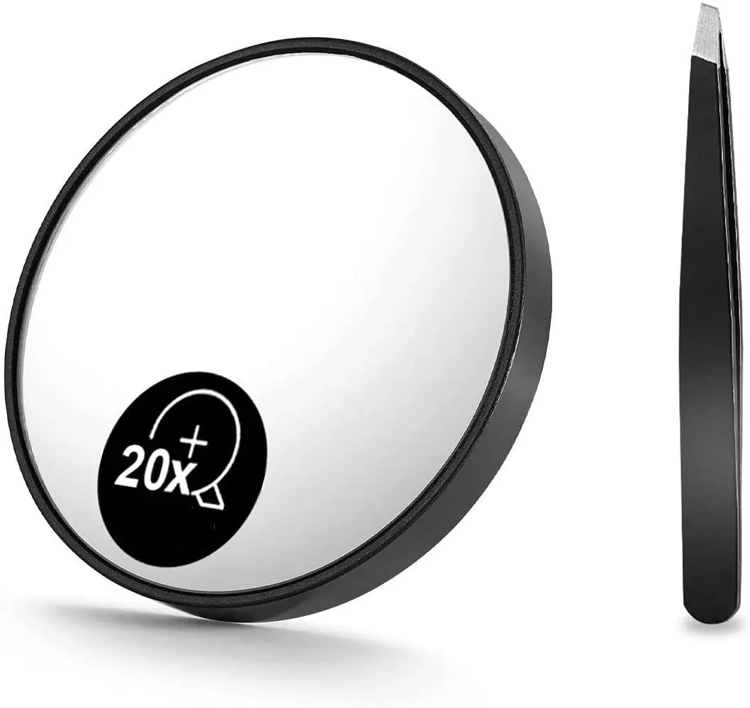 20X Magnifying Mirror and Eyebrow Tweezers Kit for Travel - Fashion