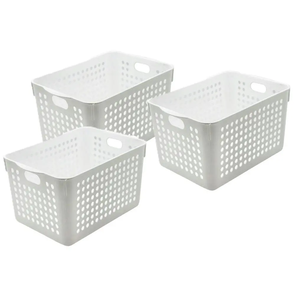 3x Boxsweden Mode Basket 32cm Home Cleaning Storage Room Organiser Container WH - Home & Garden