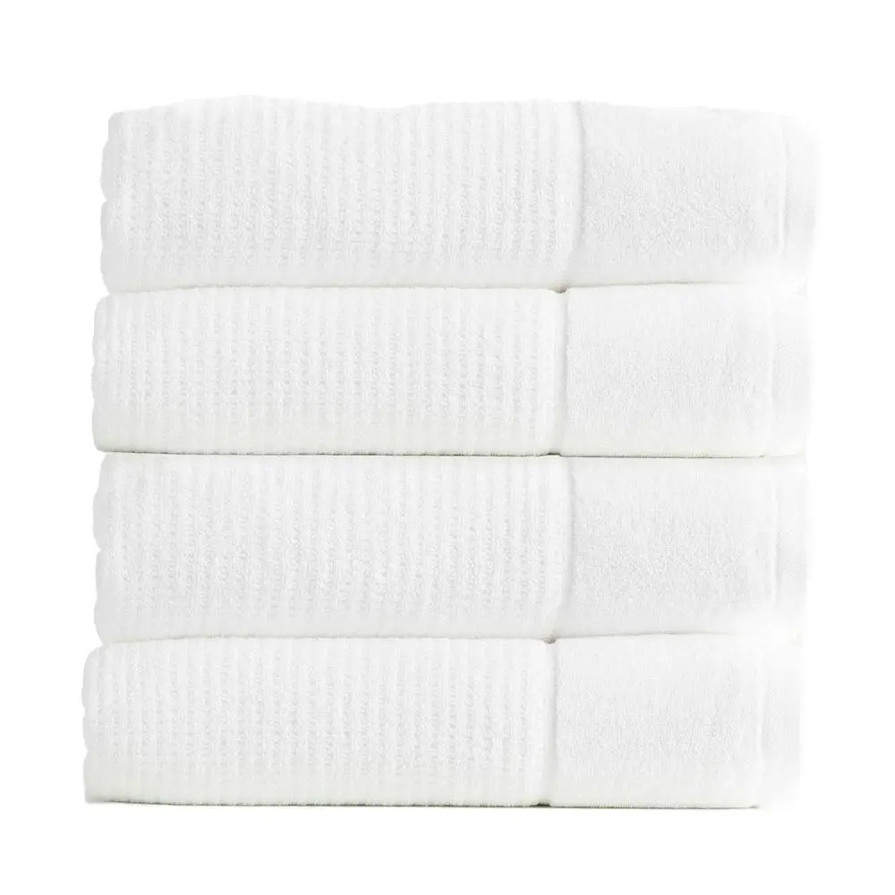 4x Renee Taylor Cambridge 650GSM Textured Waffle 70x140cm Bath Towel Cotton Snow - Home & Garden
