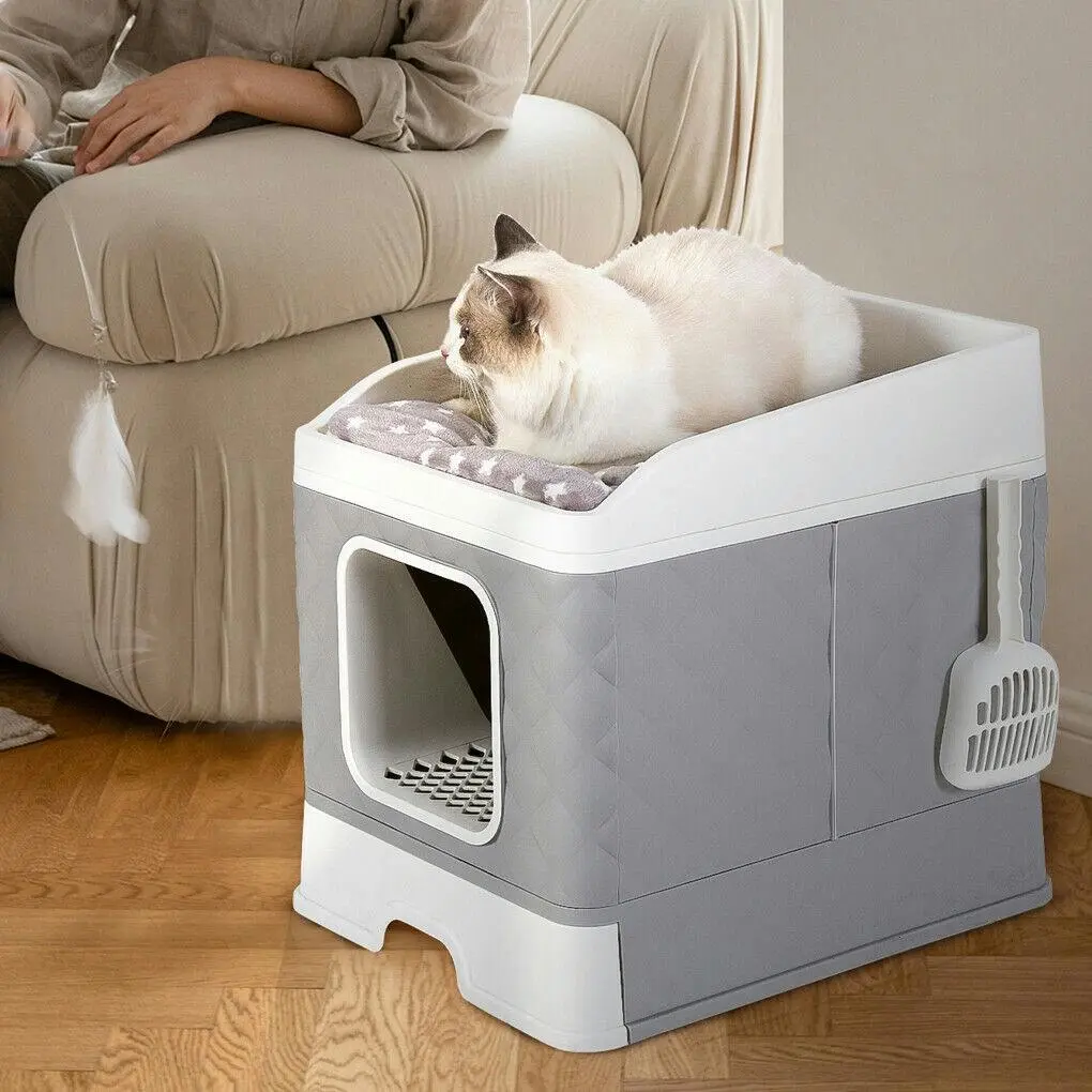 Enclosed Cat Litter Box with Top Lid Bed - Pets