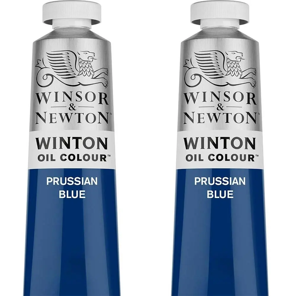 2x Winsor & Newton 200ml Winton Oil Colour Paint Artist/Painting Prussian Blue - Hobbies