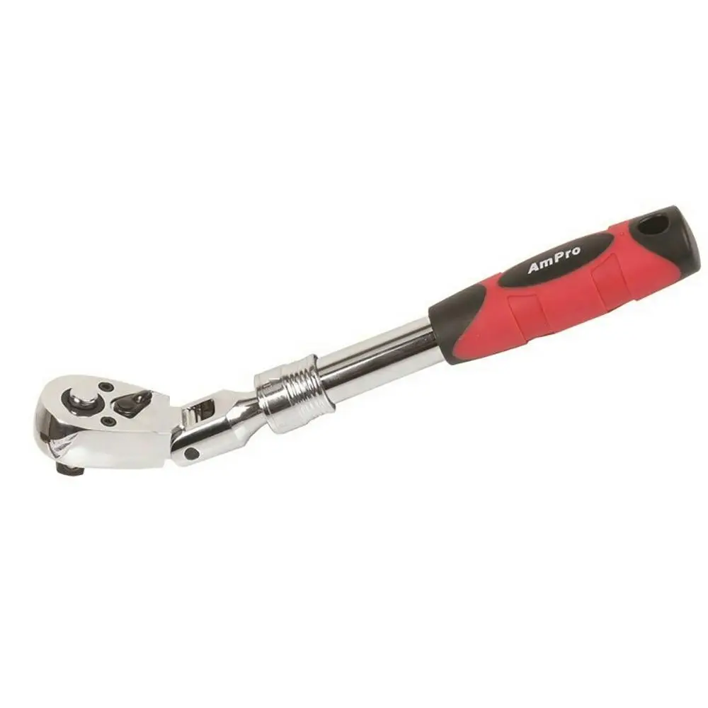 Ampro T29773 3/8in Drive Extendable Flex Head Ratchet/Socket Spanner Tool Chrome - Hardware