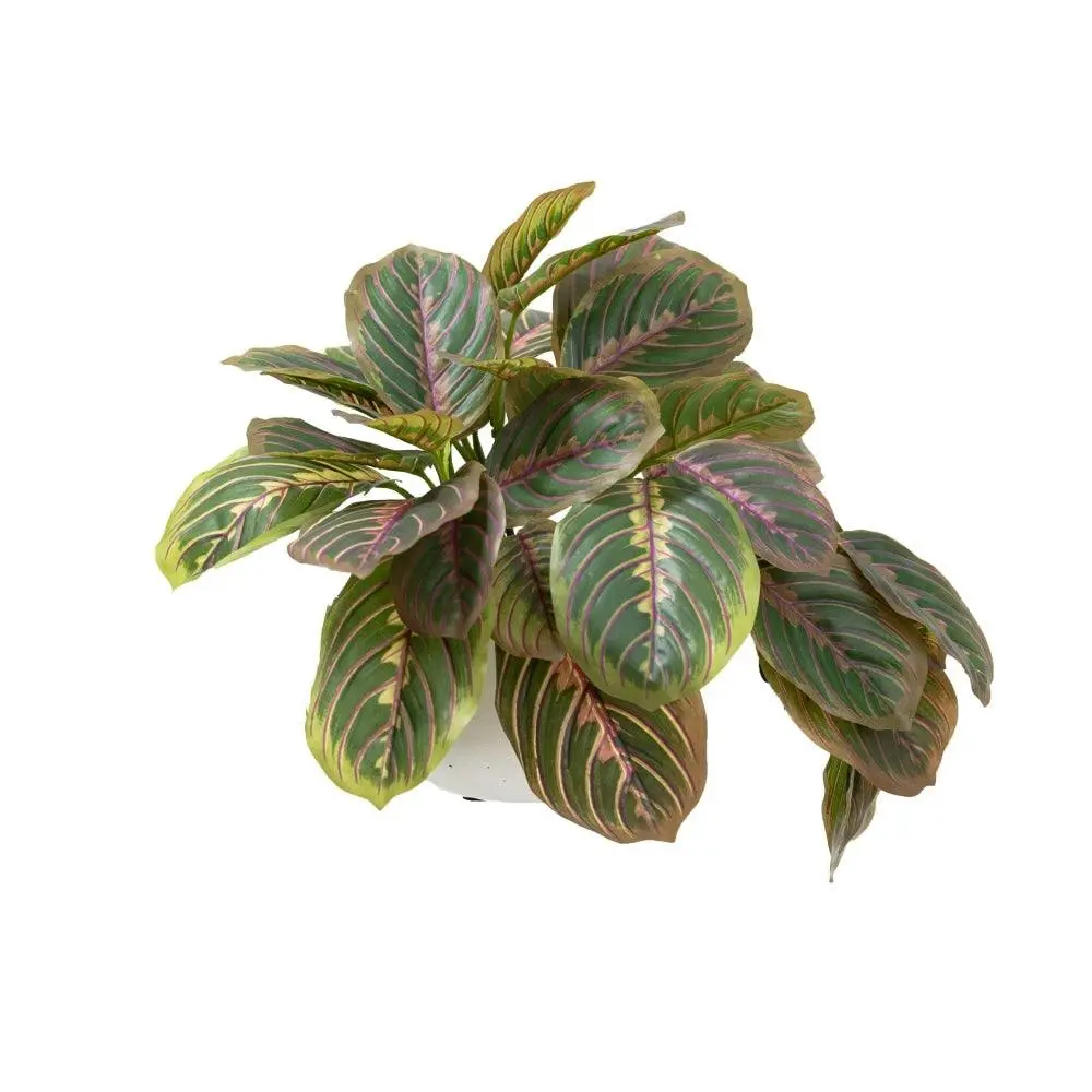 Glamorous Fusion Peacock Bush Artificial Fake Plant Decorative Arrangement 28cm In Pot Purple & Green - Home & Garden