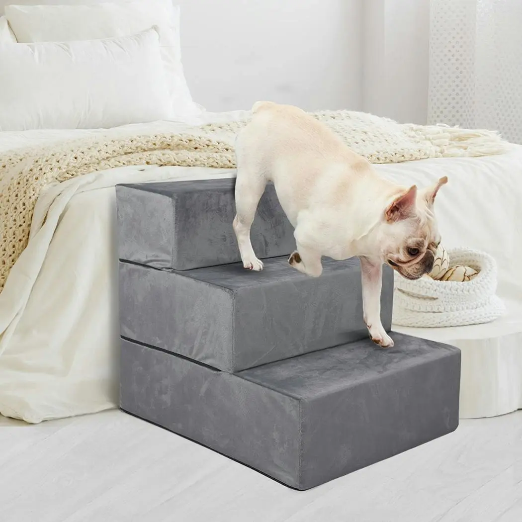 Pawz Pet Stairs 3 Steps Portable Adjustable Climbing Ladder Soft Washable M - Pets