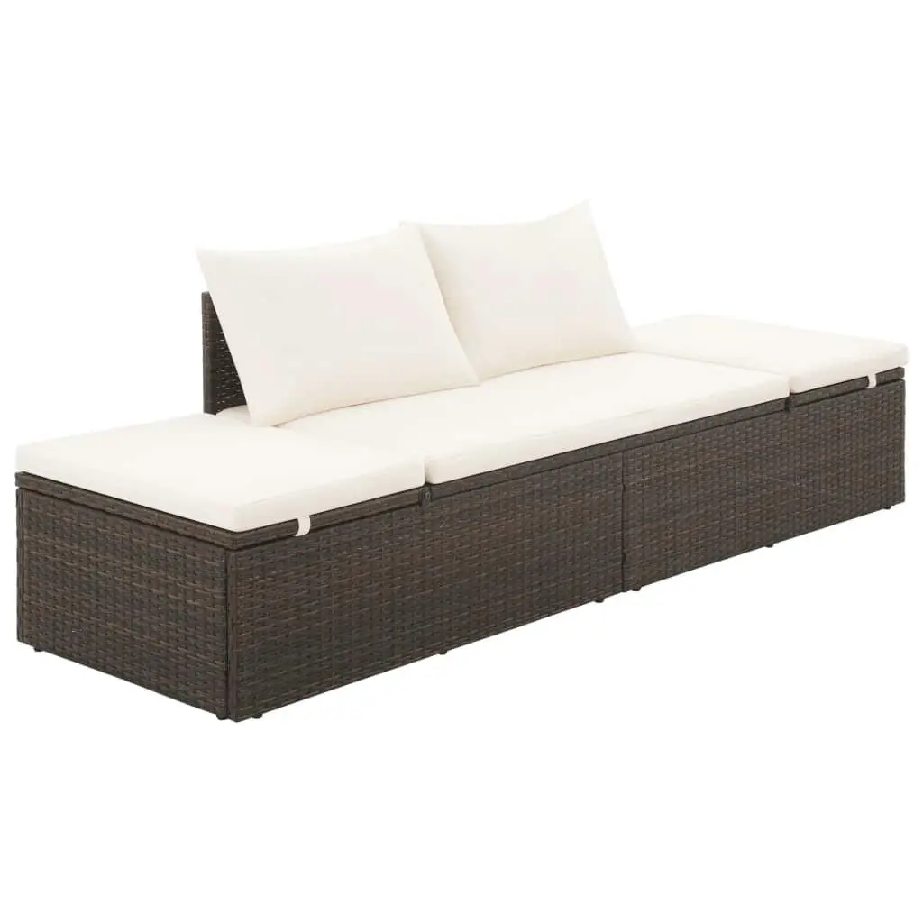 Garden Bed Brown 195x60 cm Poly Rattan 43954 - Furniture