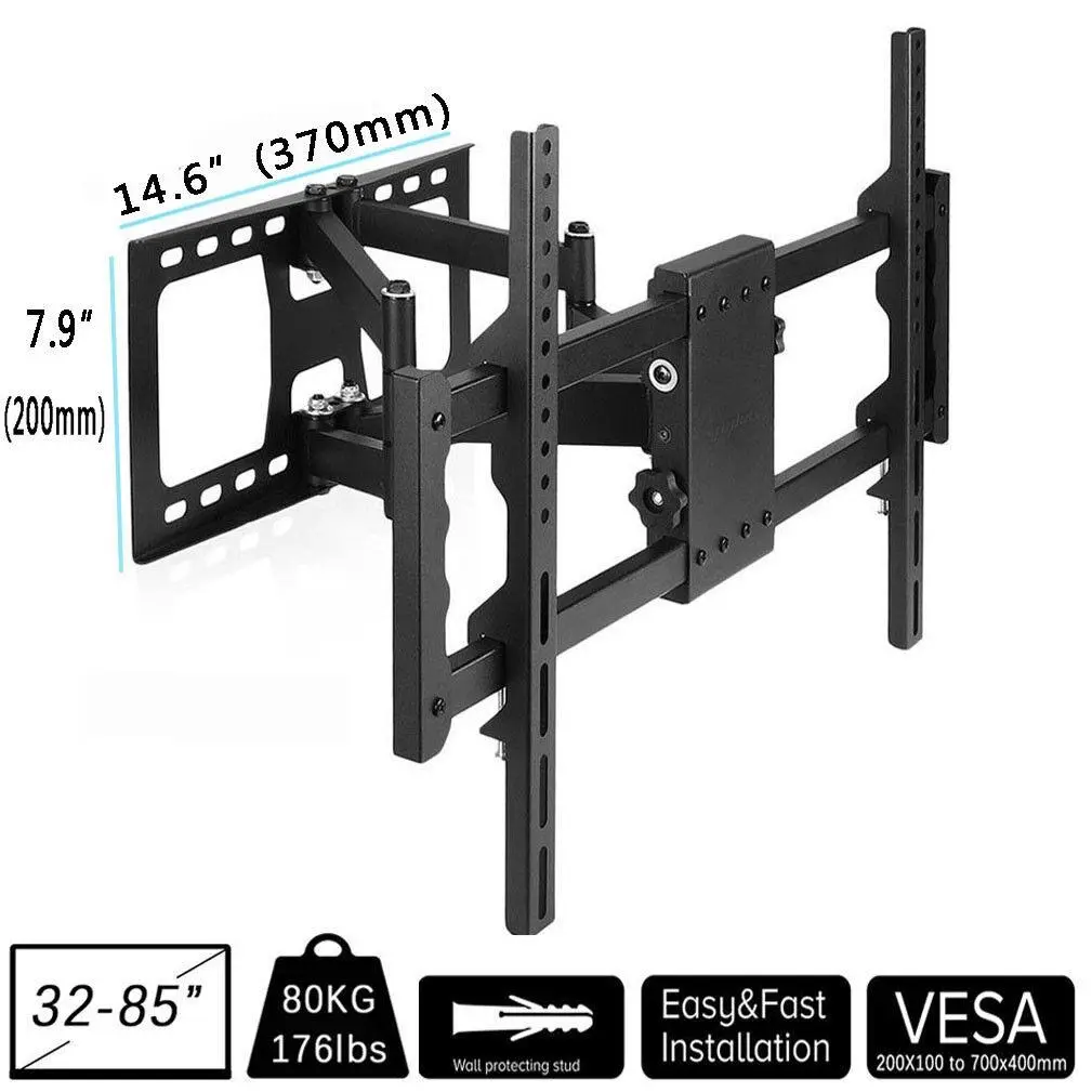 Fin 30-85" Strong Large Full Motion Tv Wall Bracket Dual Arm For Vesa Max.700X400Mm