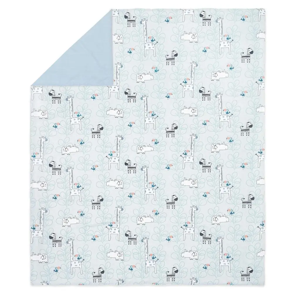 Little Haven Baby/Infant Cotton/Polyester Cot Bedding Quilt Safari 120cm Blue - Home & Garden