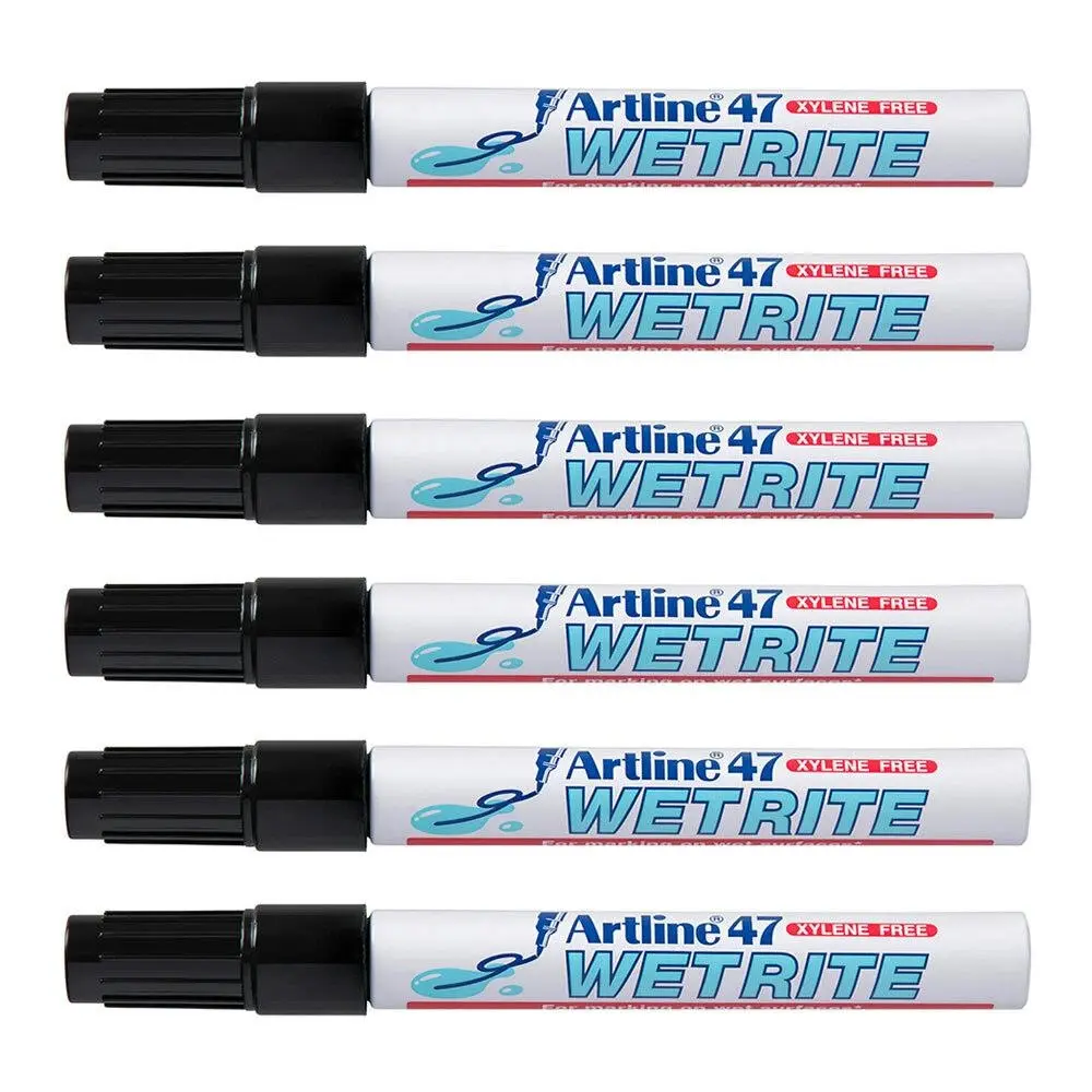 12PK Artline 47 Wetrite 1.5mm Bullet Nib Permanent Marker - Black