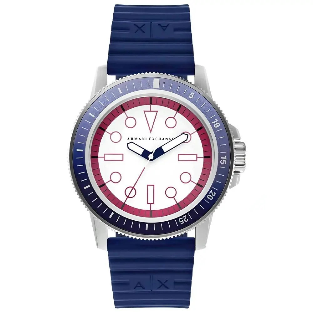 Armani Exchange Two Tone Blue Silicone Strap Men’s Watch (AX1859) - Jewellery