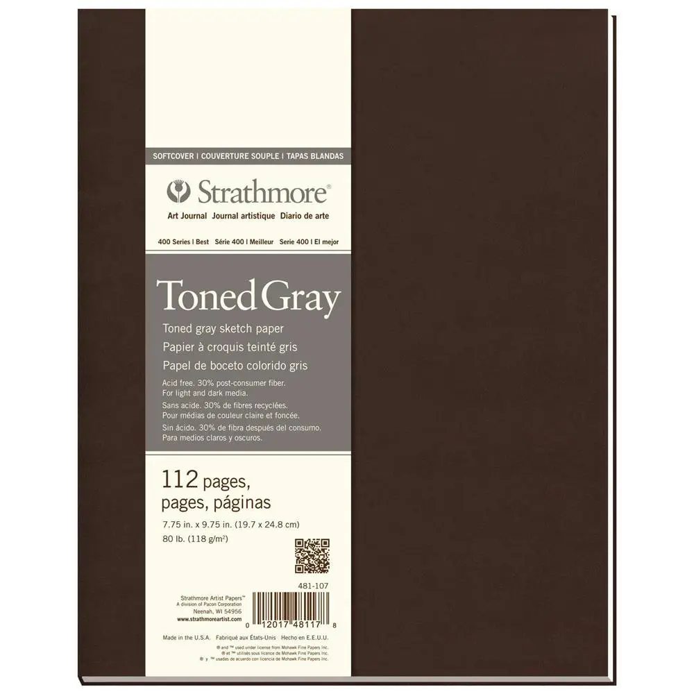 Strathmore 400 Series Toned Grey Art Softcover Journal 7.75x9.75'' 112 Sheets - Office