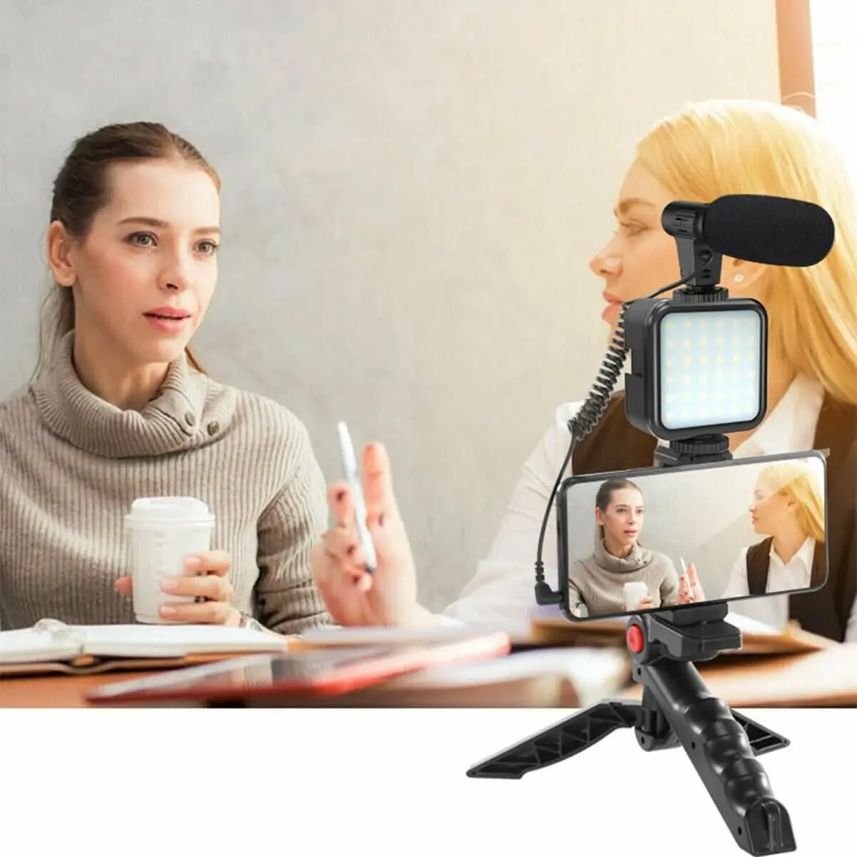 Vlogging LED Light Mobile Smartphone Vlog Kit Phone Video Selfie Stand Tripod - Electronics