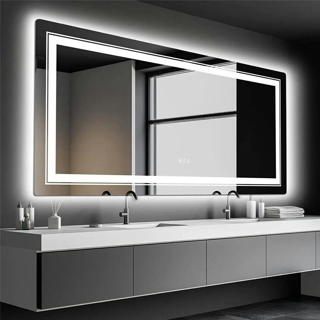 Fin 1510X780Mm Wall Led Mirror For Bathroom Backlit &Front Lighted Anti-Fog Dimmable