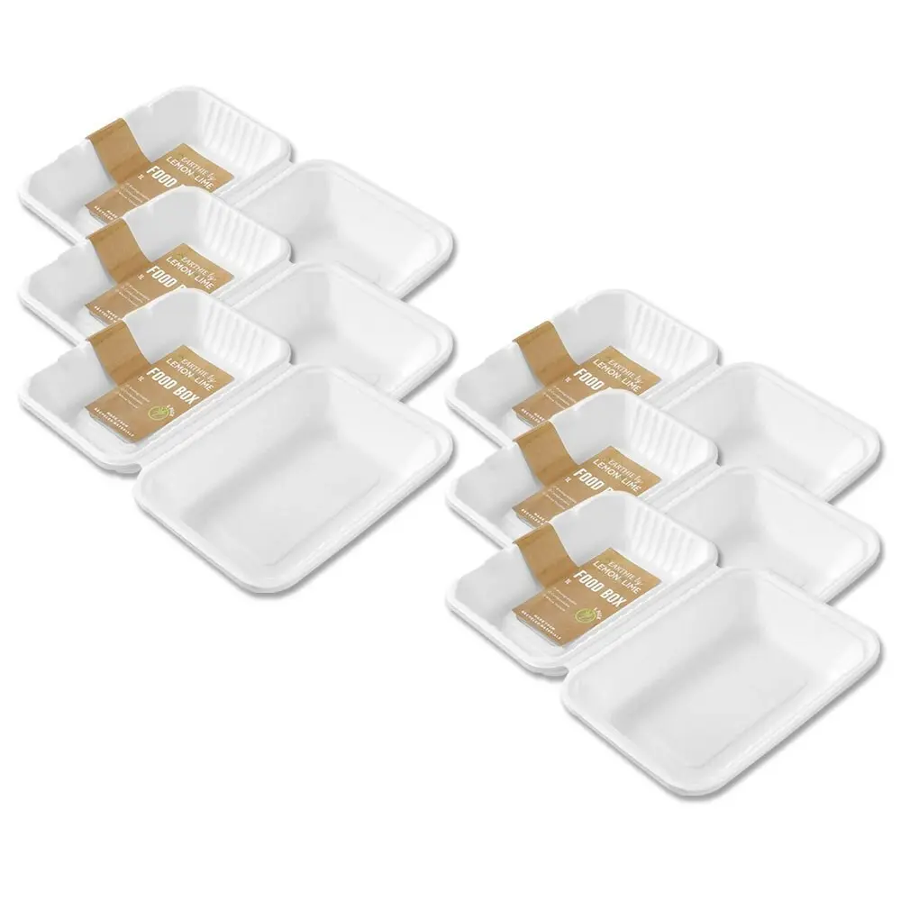 36pc Lemon & Lime 1000ml Eco Sugarcane Disposable Container Food Box Takeaway WH - Hobbies