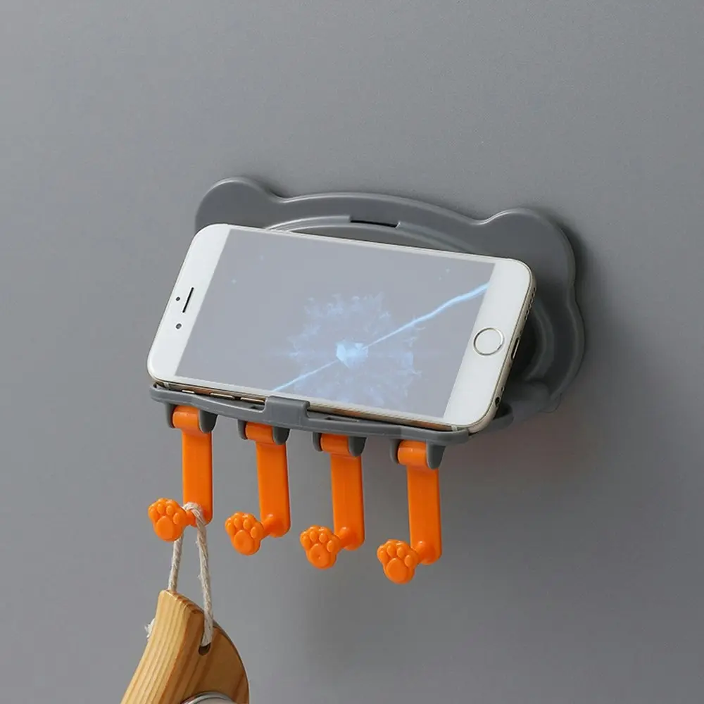 2Pcs Wall Mounted Phone Holder Remote Control Storage Rack Key Plug Storage Hook - Electronics