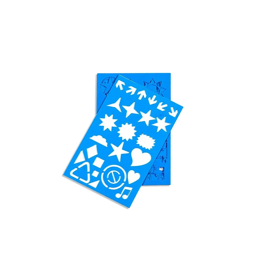 5pc Sandleford Plastic Stencil Kit Assorted Shapes w/ Book f/Paints/Markers Blue - Hobbies