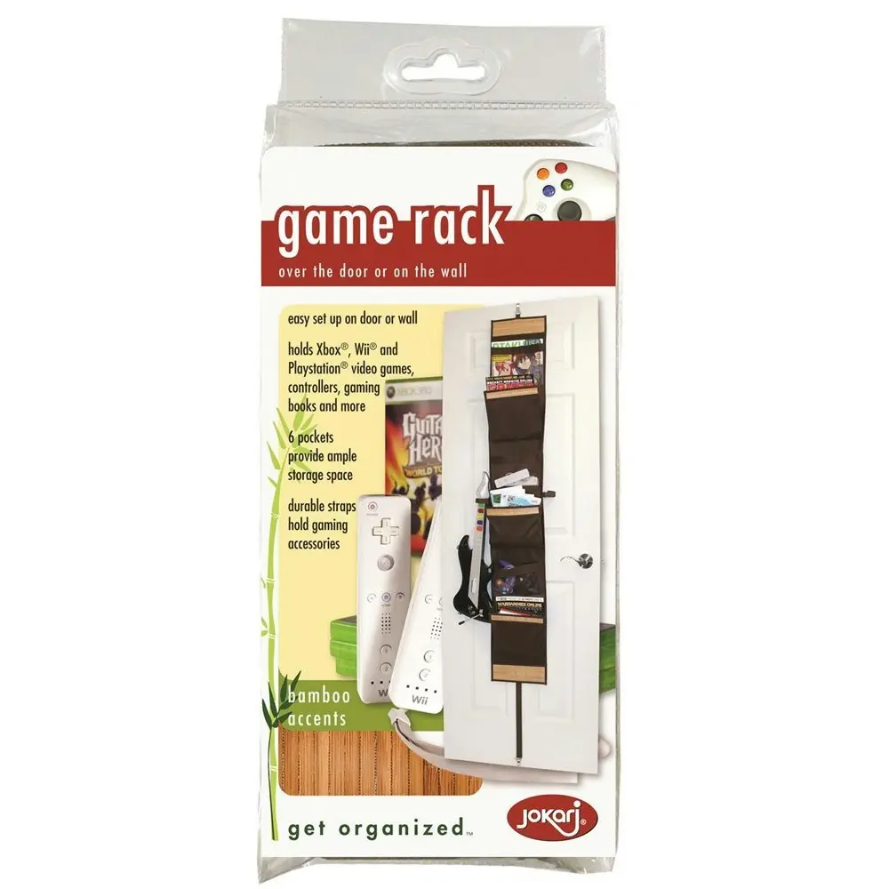 Jokari 26cm Game Rack Hanging Storage Home/Room Organiser w/ Bamboo Accent Brown - Home & Garden