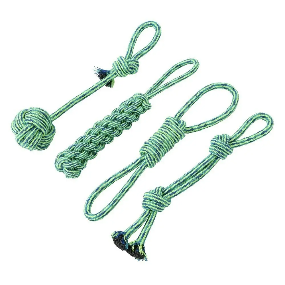 4x Paws & Claws 28cm Rope Tugger Toys Pet Dog Toy Interactive Chew Fun Play Game - Pets