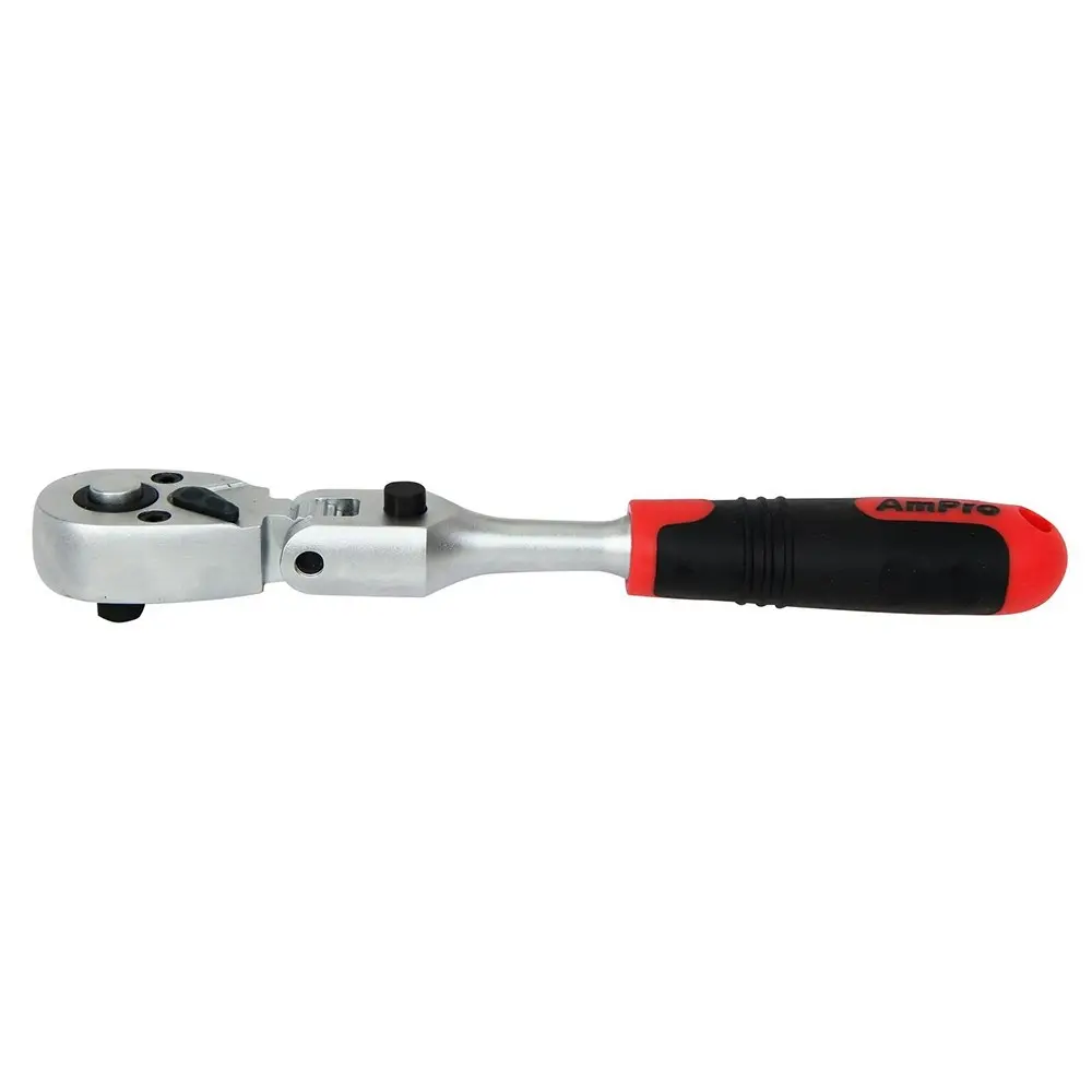 Ampro 1/4in Drive Multi Angle Flex Head Ratchet/Socket Spanner with Lock T29956 - Hardware
