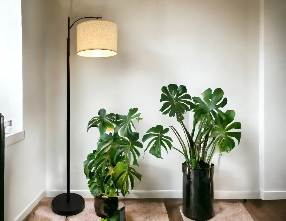 Fin Modern Black Floor Lamp Black Stand Storage Reading Lighting Shade - Home & Garden