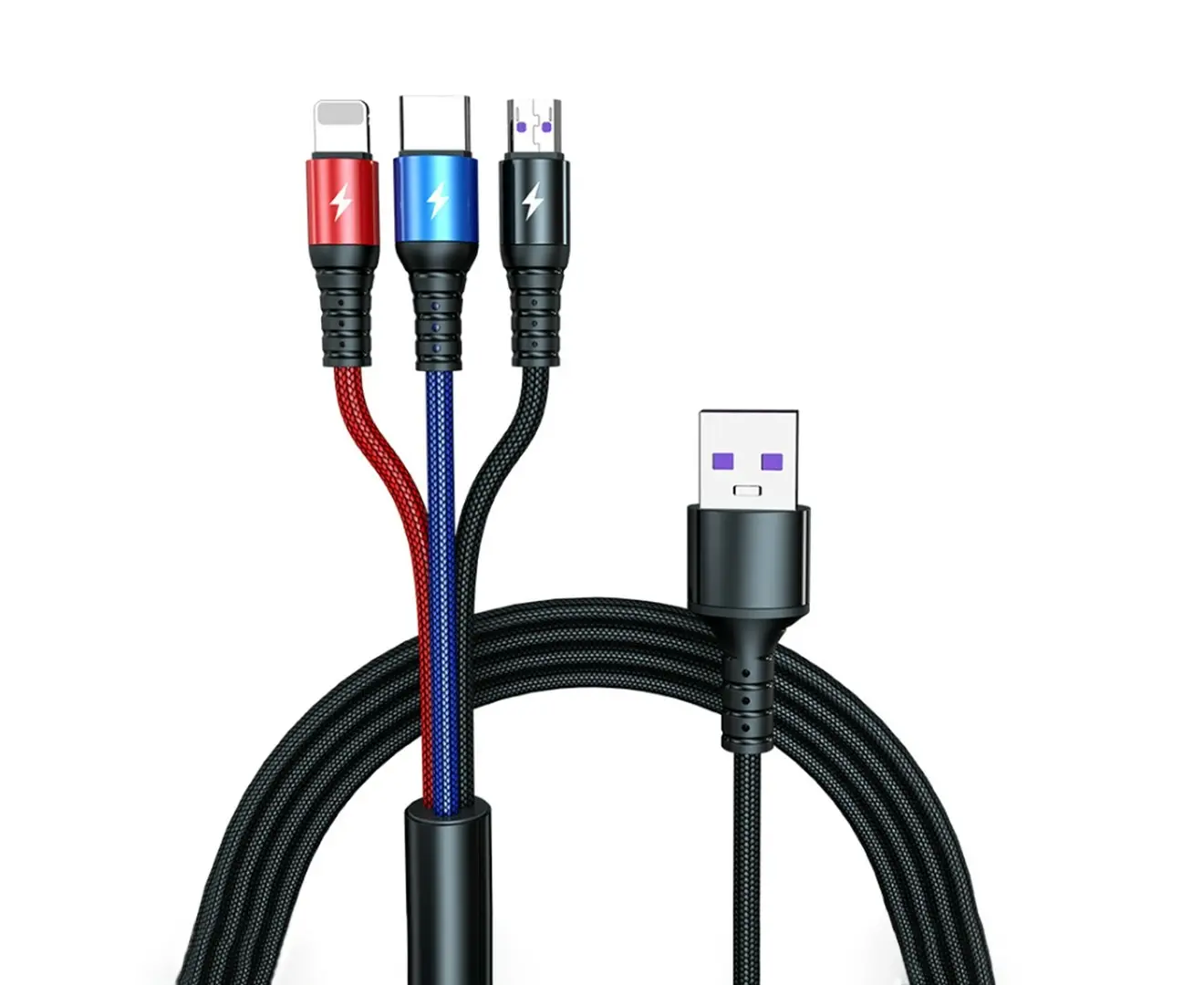 3 in 1 Super Fast Charge for iPhone, Micro USB and Type C charging cable - Electronics