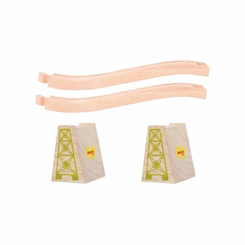 4pc Bigjigs 23cm Rail Ascender/Descender Track Set Accessory Kids Wooden Toy 3y+ - Hobbies