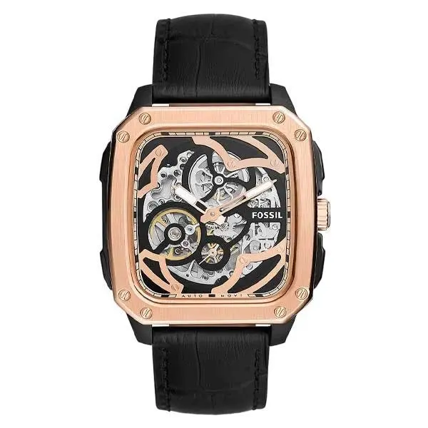 Fossil Inscription Automatic Black Leather Watch (ME3205) - Up to 75% off Designer Watches