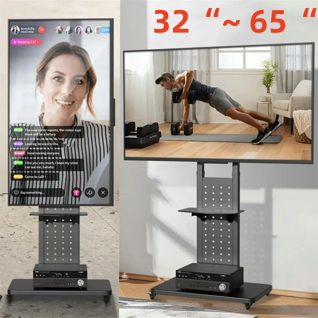 Fin 32''-65'' Rolling Tv Floor Stand Vertical/Horizontal Trolley Tv Mount With Shelf